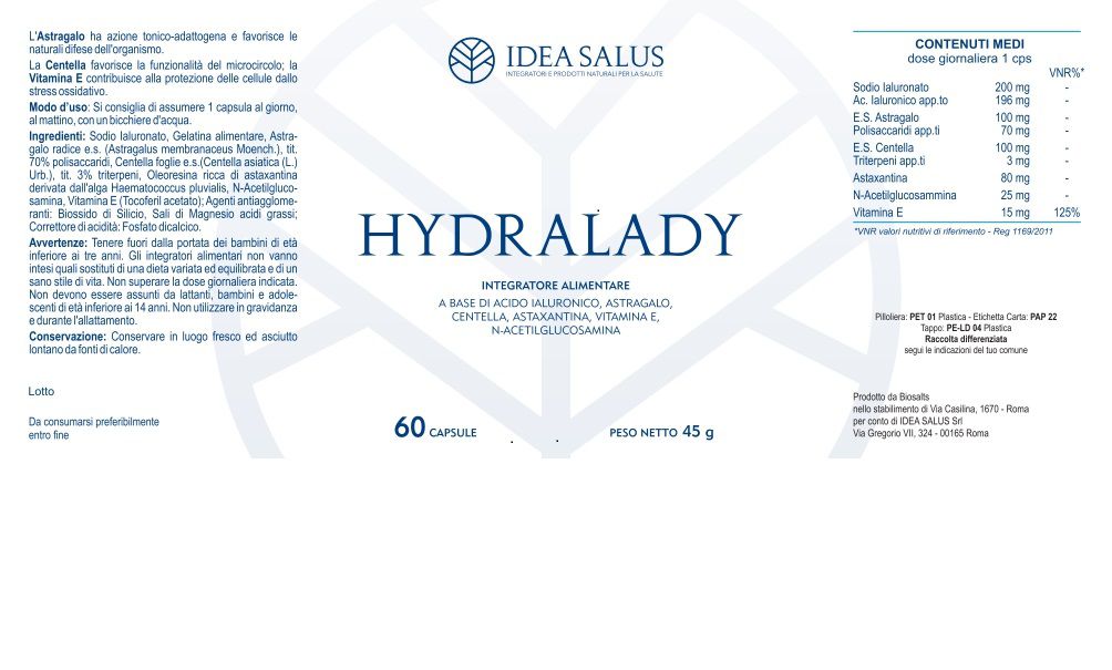 HYDRALADY - Integratore alimentare IDEA SALUS - Benessere Femminile e Idratazione
