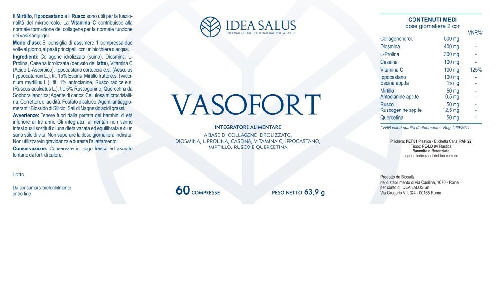 VASOFORT - Integratore alimentare IDEA SALUS - Protezione Vascolare e Microcircolo